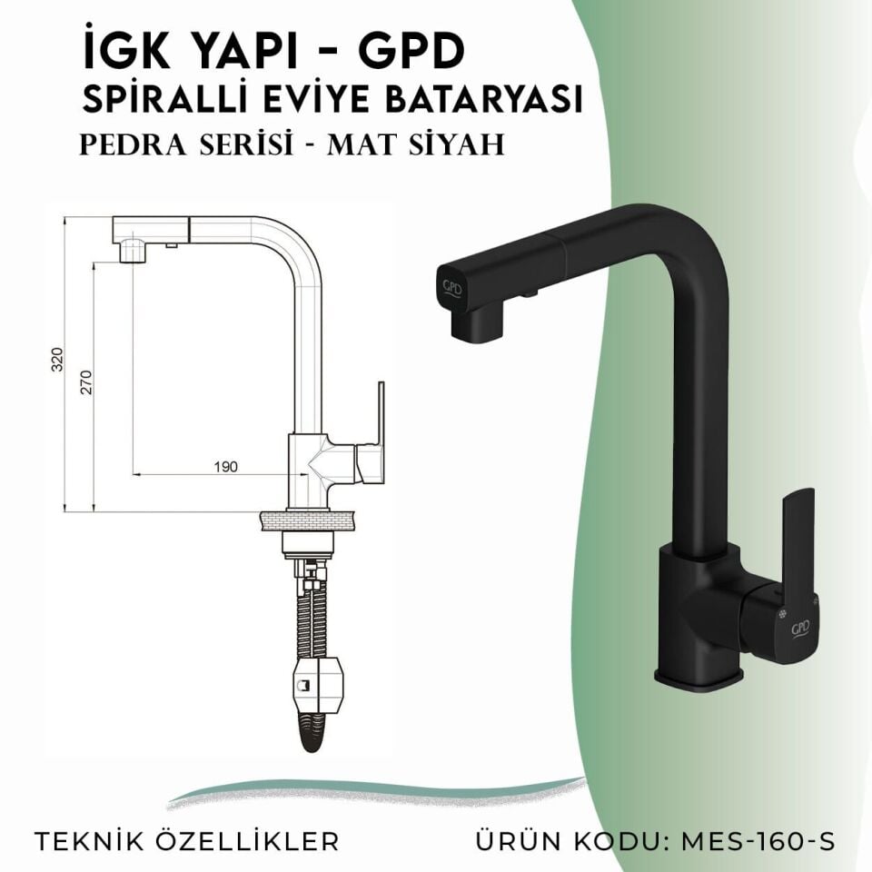 İGK YAPI - GPD S Pedra Spiralli Eviye Bataryası  (MES160-S)