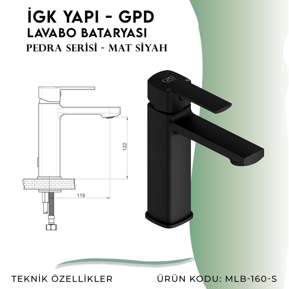 İGK YAPI - GPD S Pedra Lavabo Bataryası  (MLB160-S)