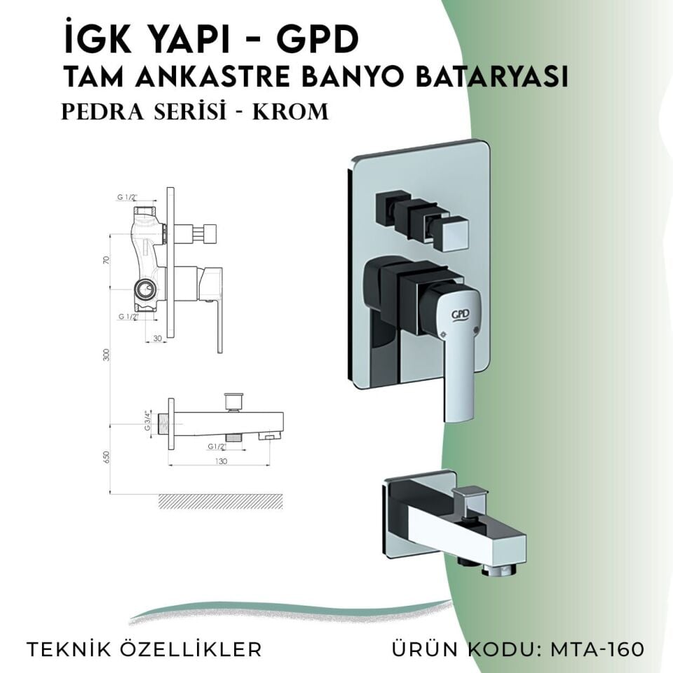İGK YAPI - GPD Pedra Tam Ankastre Banyo Bataryası  (MTA160)