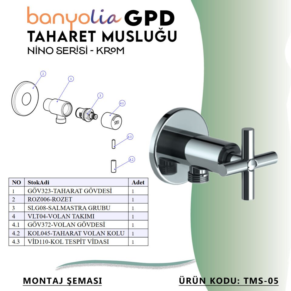 BANYOLİA - GPD Nino Taharet Musluğu  (TMS05)