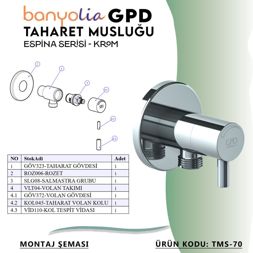 BANYOLİA - GPD Espina Taharet Musluğu (TMS70)