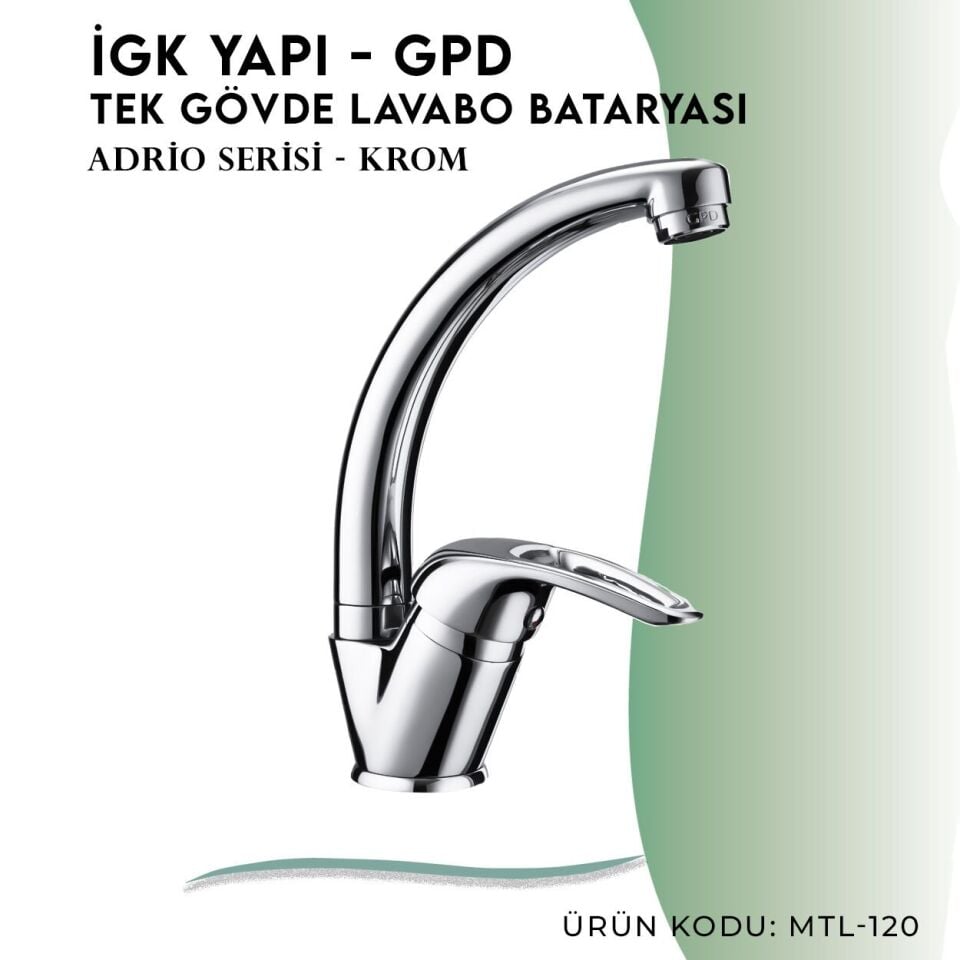 İGK YAPI - GPD Adrio Tek Gövde Lavabo Bataryası  (MTL120)
