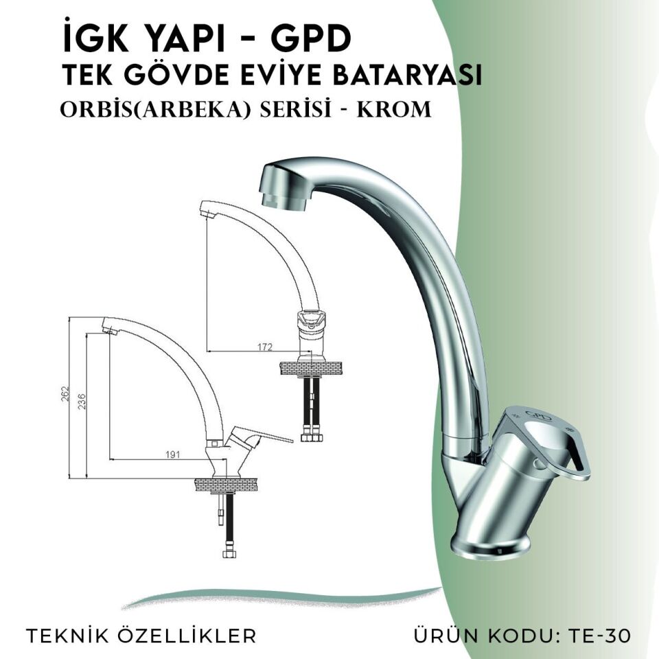 İGK YAPI - GPD Orbis Tek Gövde Eviye Bataryası  (TE30)