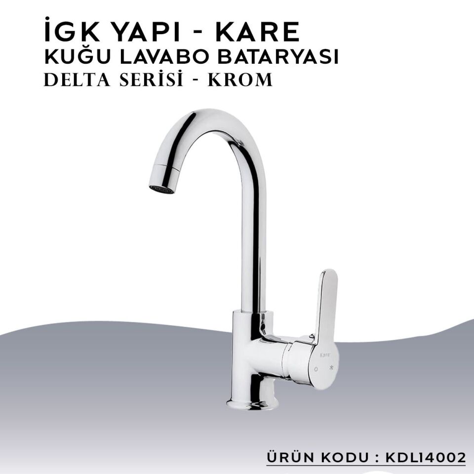 İGK YAPI – KARE KDL14002 Delta Kuğu Lavabo Bataryası
