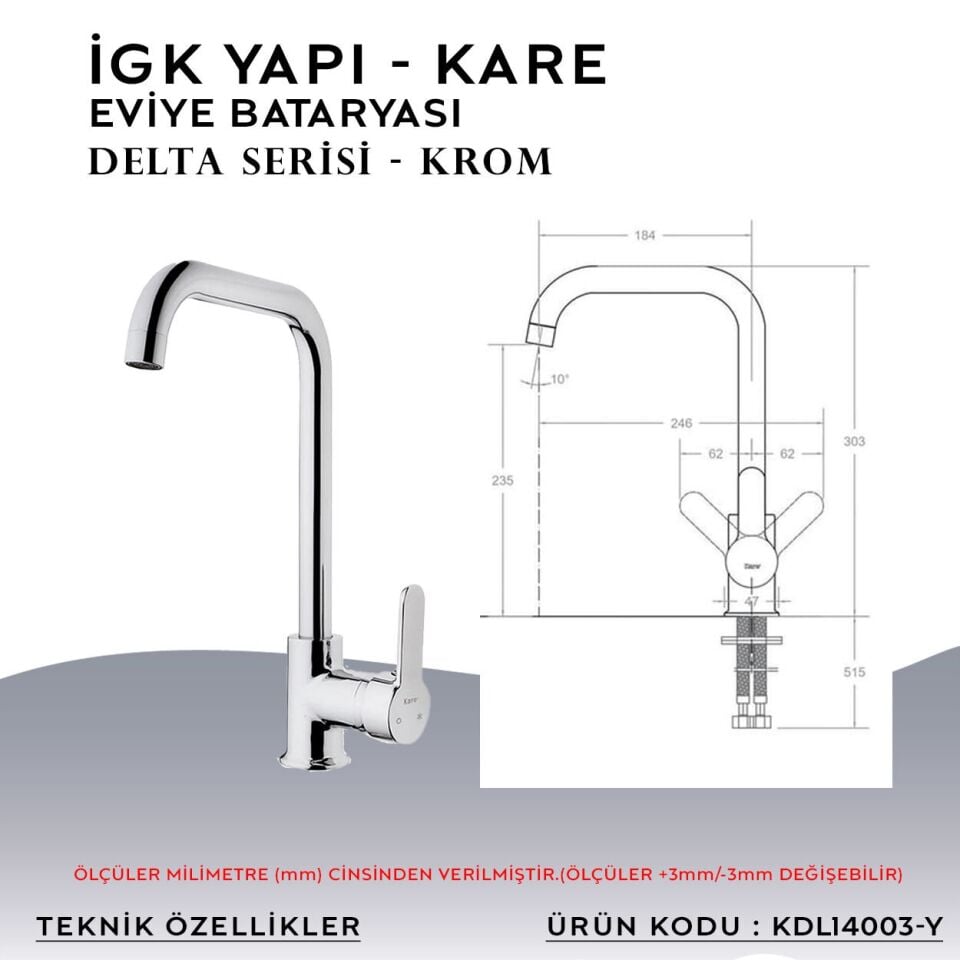 İGK YAPI – KARE KDL14003-Y Delta Eviye Bataryası