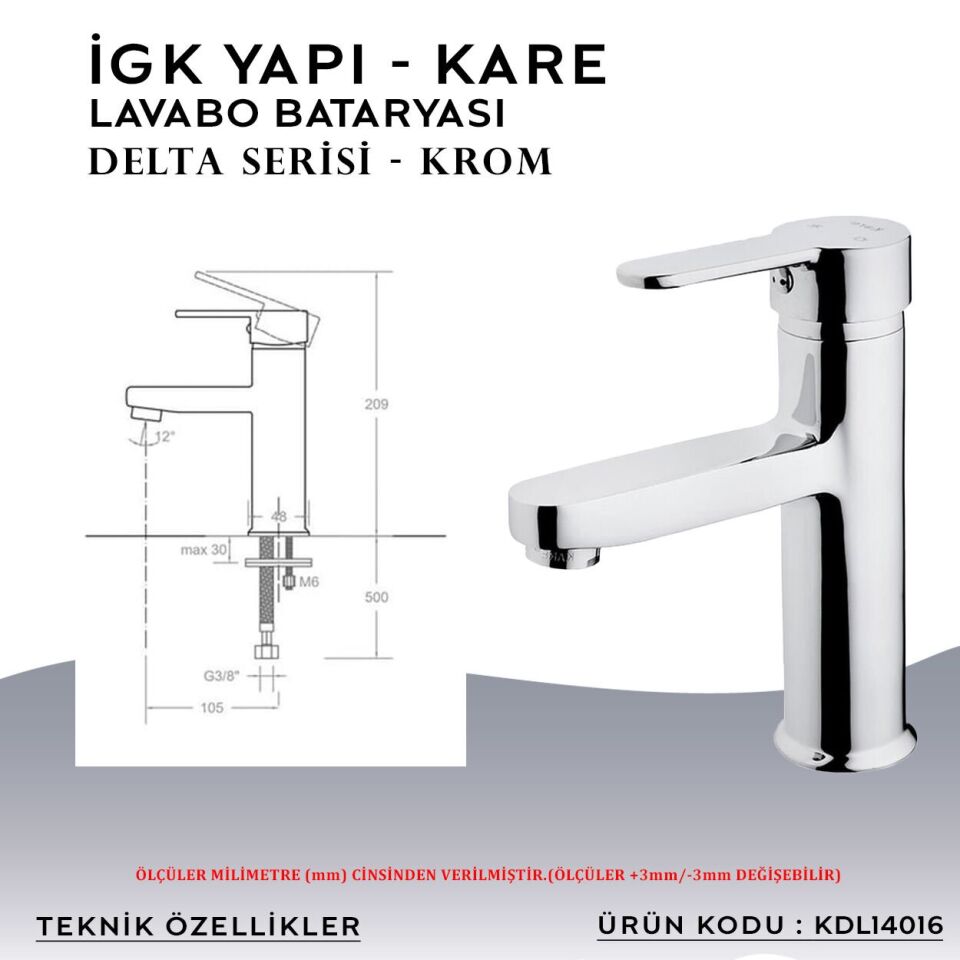 İGK YAPI – KARE KDL14016 Delta Lavabo Bataryası