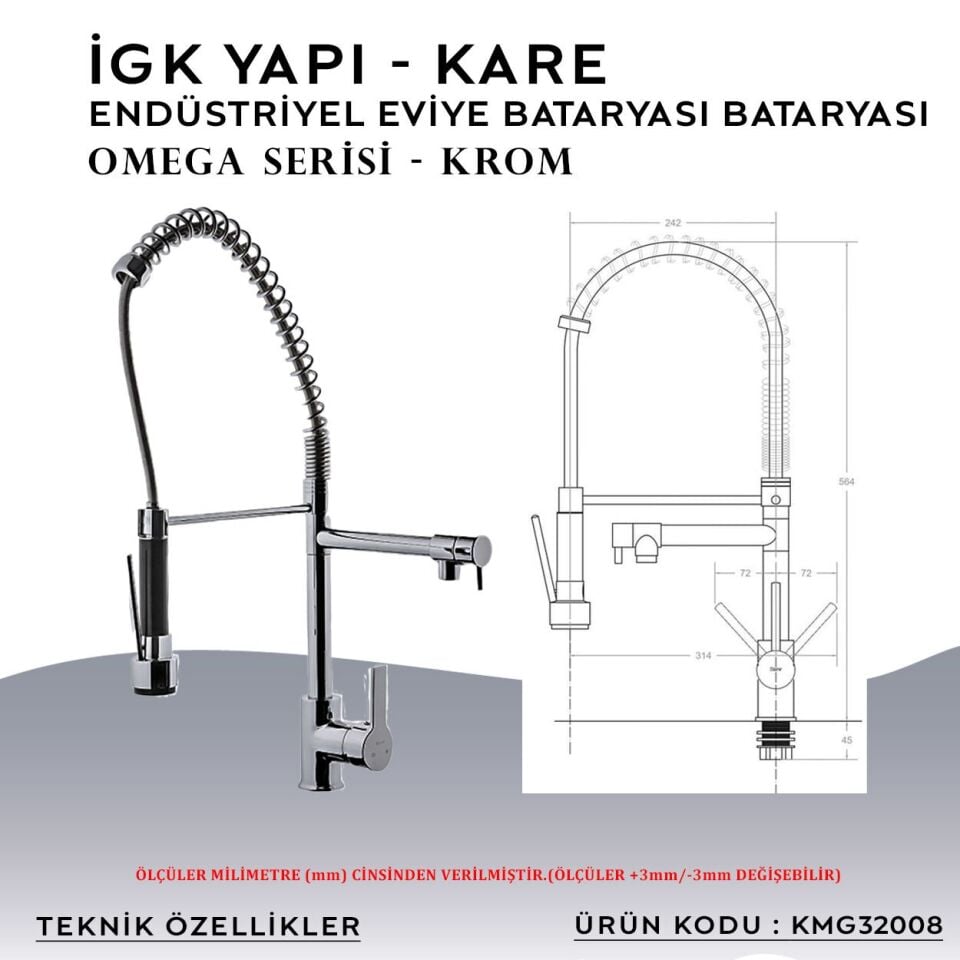 İGK YAPI – KARE KMG32008 Omega Endüstriyel Eviye Bataryası