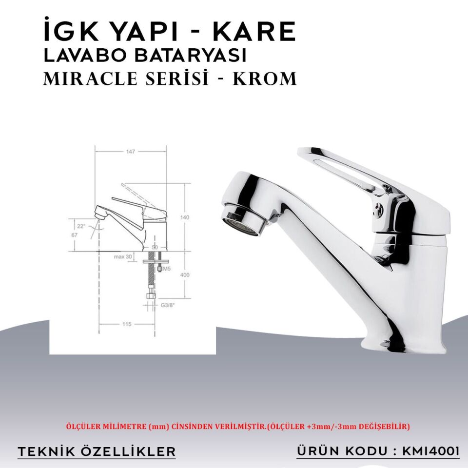 İGK YAPI – KARE KMI4001 Miracle Lavabo Bataryası