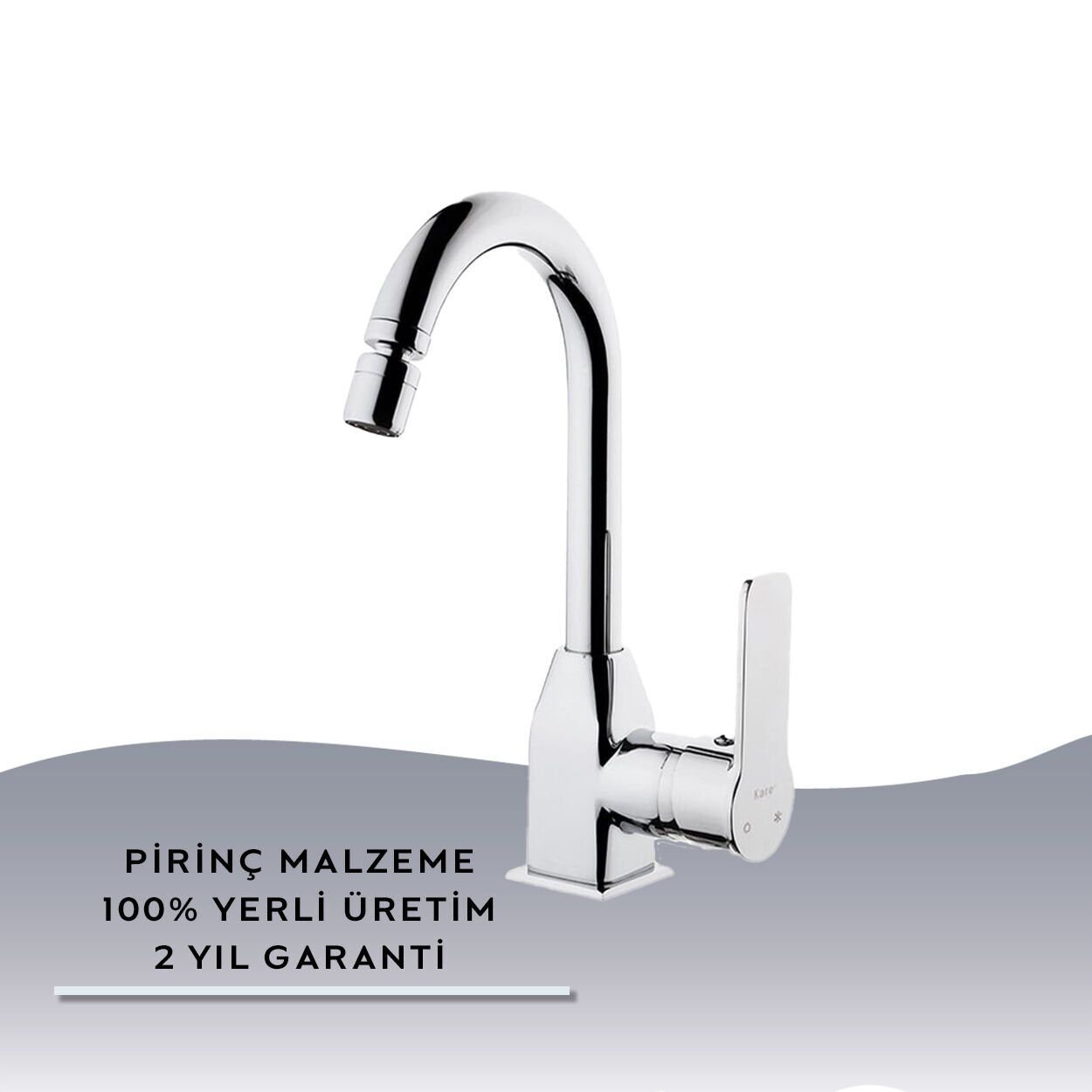 İGK YAPI – KARE KPE41002 Perla Kuğu Lavabo Bataryası