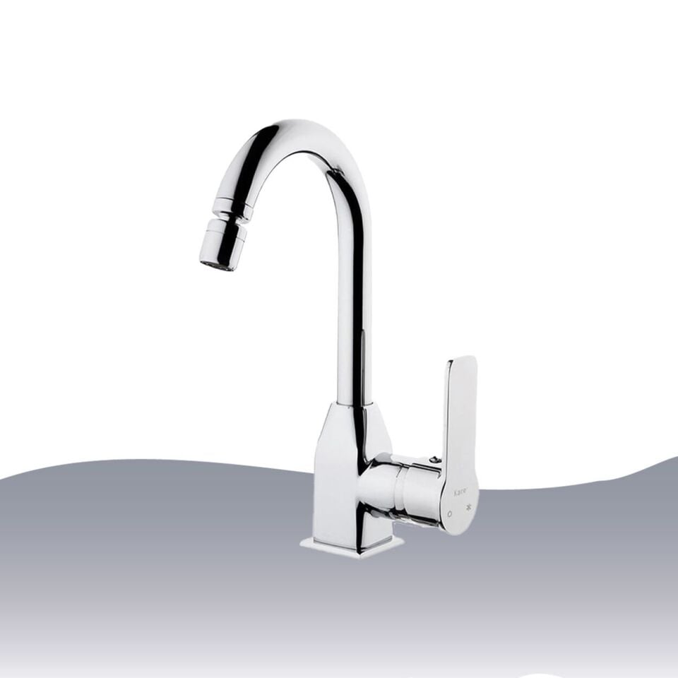 İGK YAPI – KARE KPE41002 Perla Kuğu Lavabo Bataryası