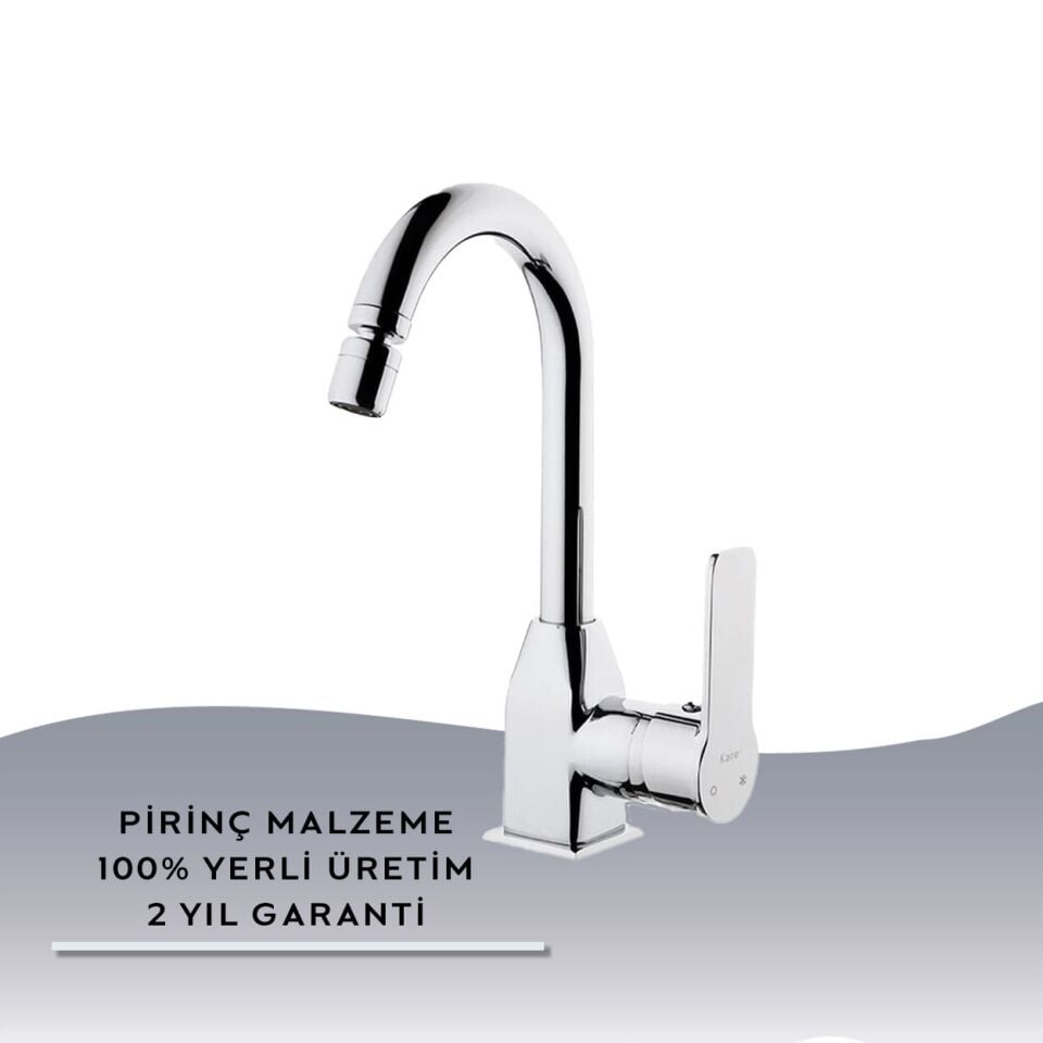 İGK YAPI – KARE KPE41002 Perla Kuğu Lavabo Bataryası