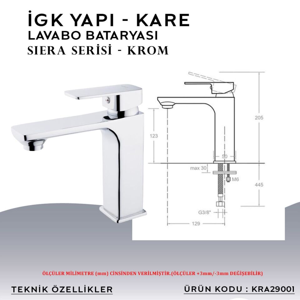 İGK YAPI – KARE KRA29001 Siera Lavabo Bataryası