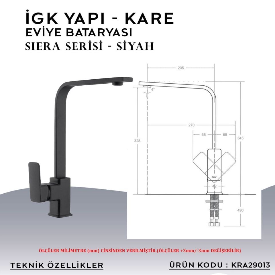 İGK YAPI – KARE KRA29013 Siera Eviye Bataryası
