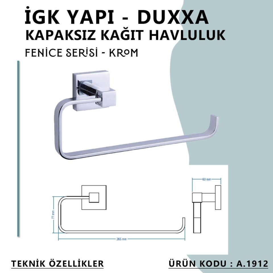İGK YAPI - Duxxa Fenice Kapaksız Kağıt Havluluk Krom (A.1912)