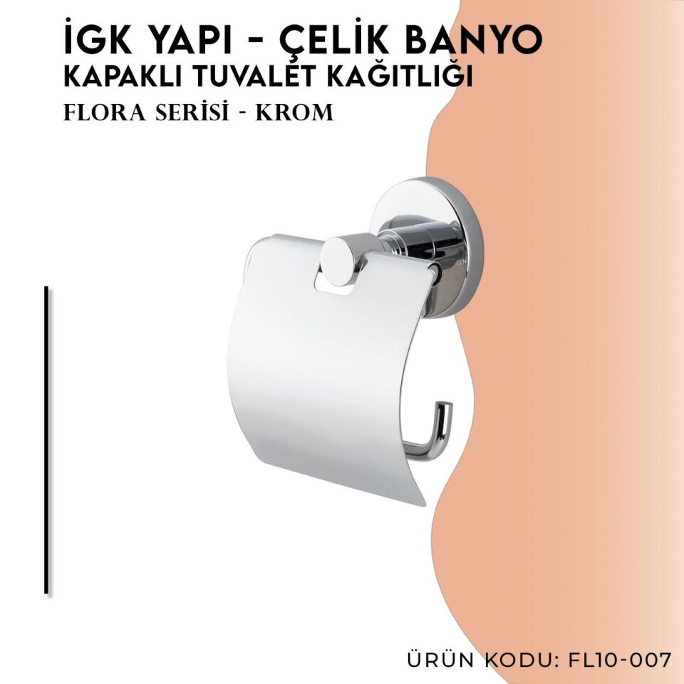 İGK YAPI - Çelik Banyo Flora Geniş Kapaklı Tuvalet Kâğıtlığı (FL10-007)