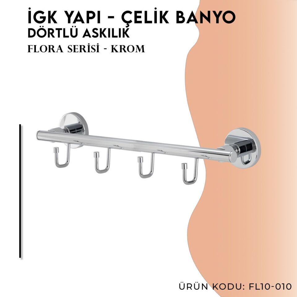İGK YAPI - Çelik Banyo Flora Dörtlü Askılık (FL10-010)