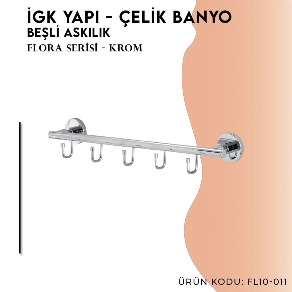 İGK YAPI - Çelik Banyo Flora Beşli Askılık (FL10-011)
