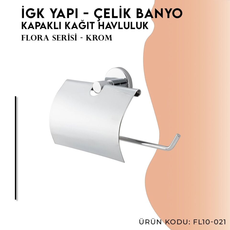 İGK YAPI - Çelik Banyo Flora Geniş Kapaklı Kâğıt Havluluk (FL10-021)