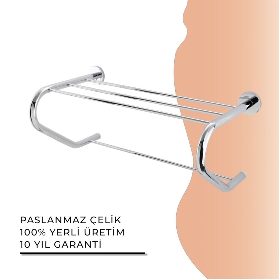 İGK YAPI - Çelik Banyo Flora Destekli Raf Havluluk 50cm (FL10-030)