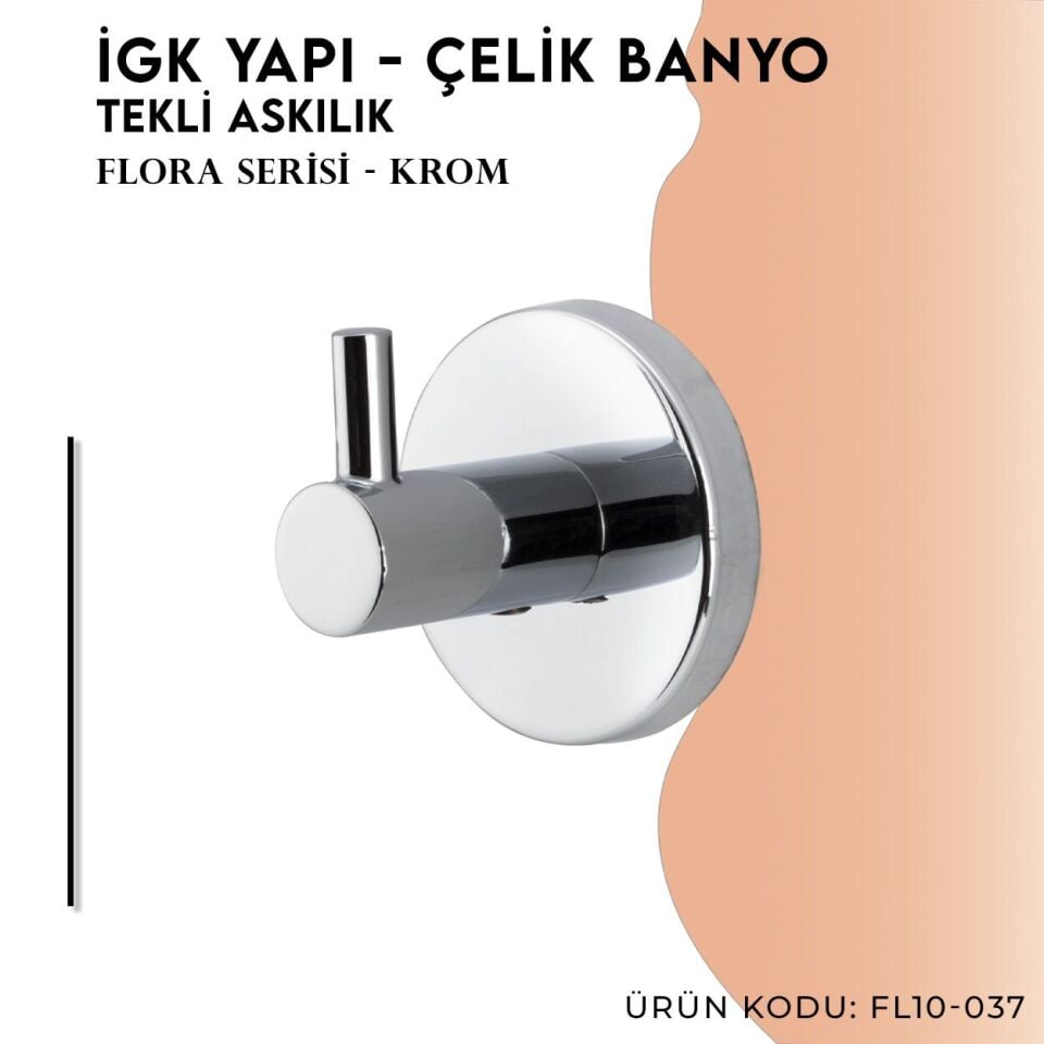 İGK YAPI - Çelik Banyo Flora Tekli Askılık (FL10-037)