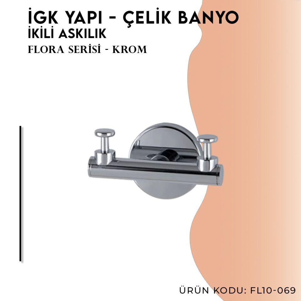 İGK YAPI - Çelik Banyo Flora İkili Askılık (FL10-069)