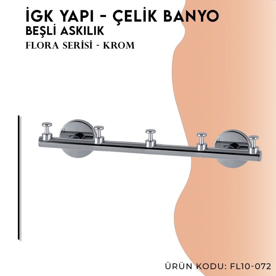İGK YAPI - Çelik Banyo Flora Beşli Askılık (FL10-072)
