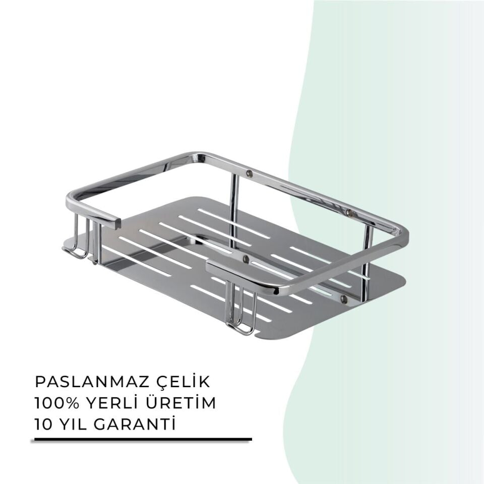 İGK YAPI - Çelik Banyo Lidya Tekli Şampuanlık 15x22cm (MS10-041)