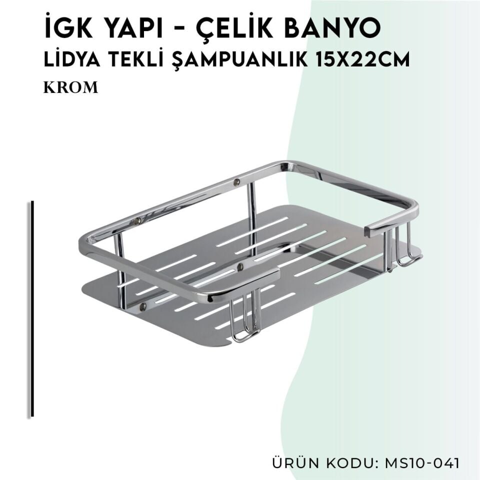 İGK YAPI - Çelik Banyo Lidya Tekli Şampuanlık 15x22cm (MS10-041)