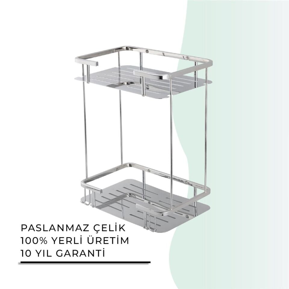 İGK YAPI - Çelik Banyo Lidya İkili Şampuanlık 15x22cm (MS10-042)