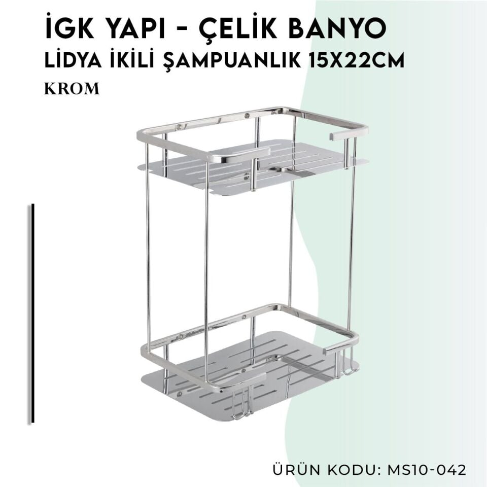 İGK YAPI - Çelik Banyo Lidya İkili Şampuanlık 15x22cm (MS10-042)