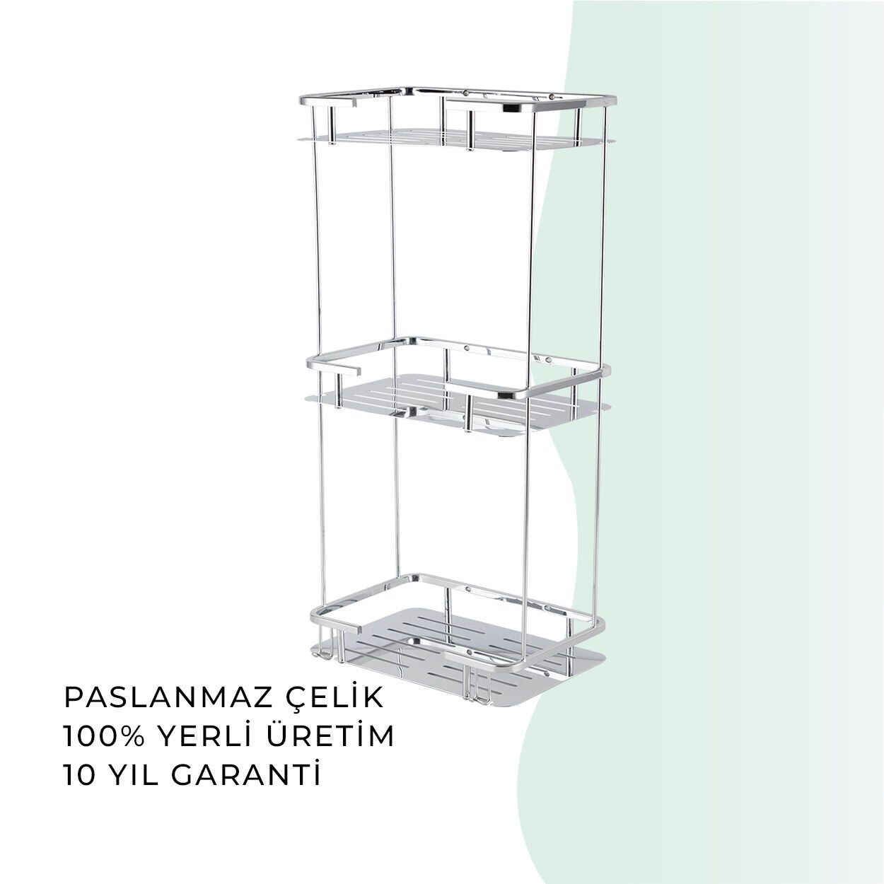 İGK YAPI - Çelik Banyo Lidya Üçlü Şampuanlık 15x22cm (MS10-043)