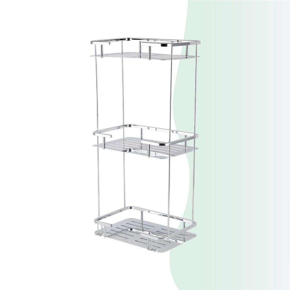 İGK YAPI - Çelik Banyo Lidya Üçlü Şampuanlık 15x22cm (MS10-043)