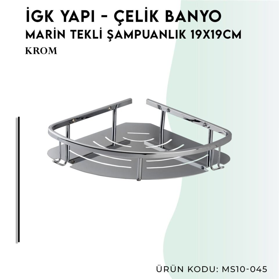 İGK YAPI - Çelik Banyo Marin Tekli Şampuanlık 19x19cm (MS10-045)