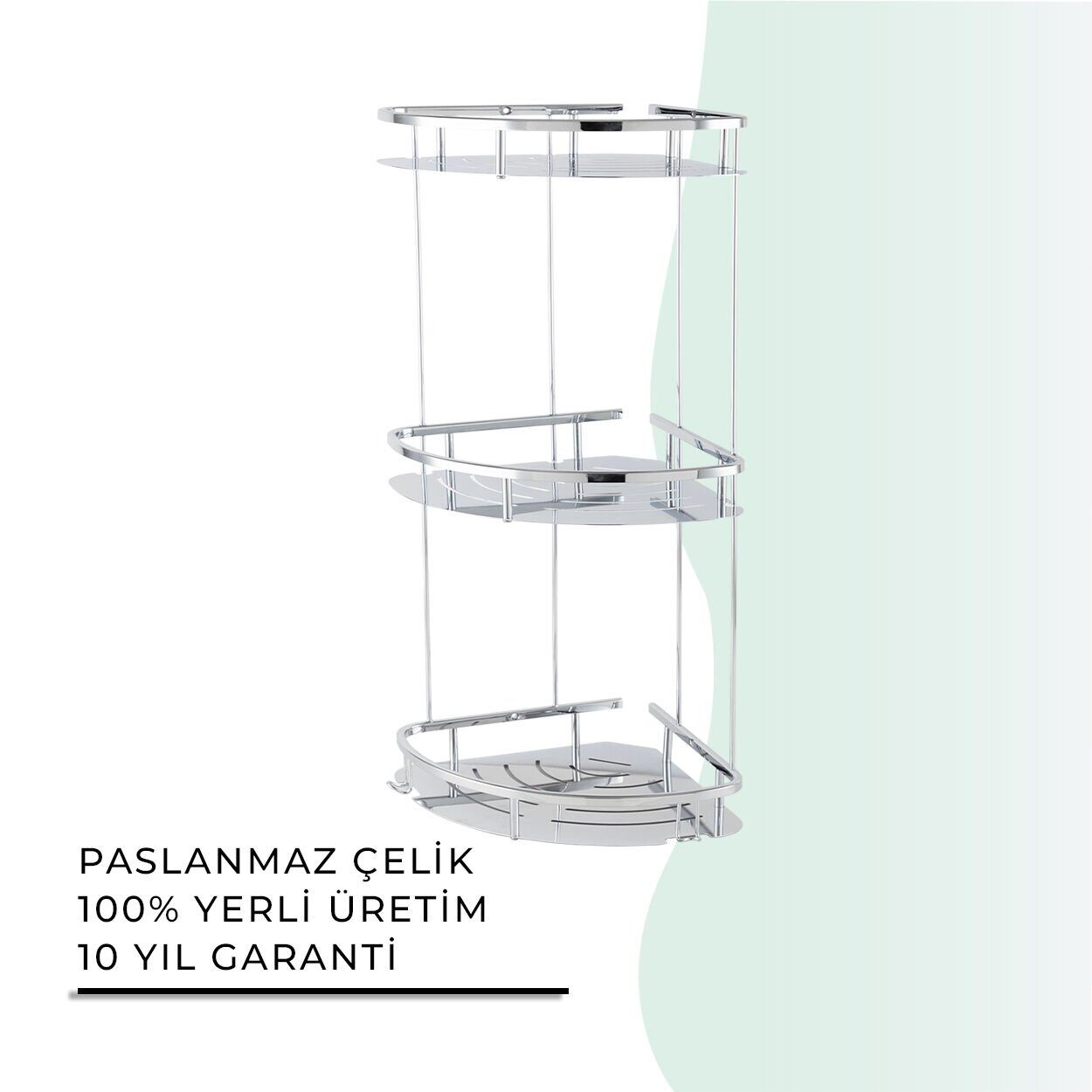 İGK YAPI - Çelik Banyo Marin Üçlü Şampuanlık 19x19cm (MS10-047)