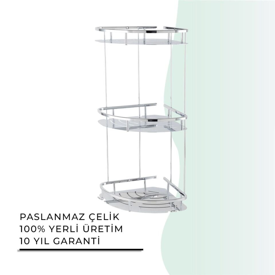 İGK YAPI - Çelik Banyo Marin Üçlü Şampuanlık 19x19cm (MS10-047)