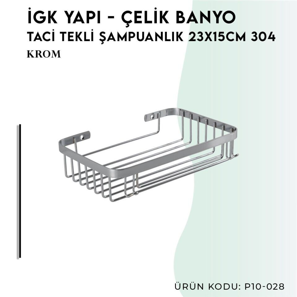 İGK YAPI - Çelik Banyo Taci Tekli Şampuanlık 23x15cm 304 (P10-028)