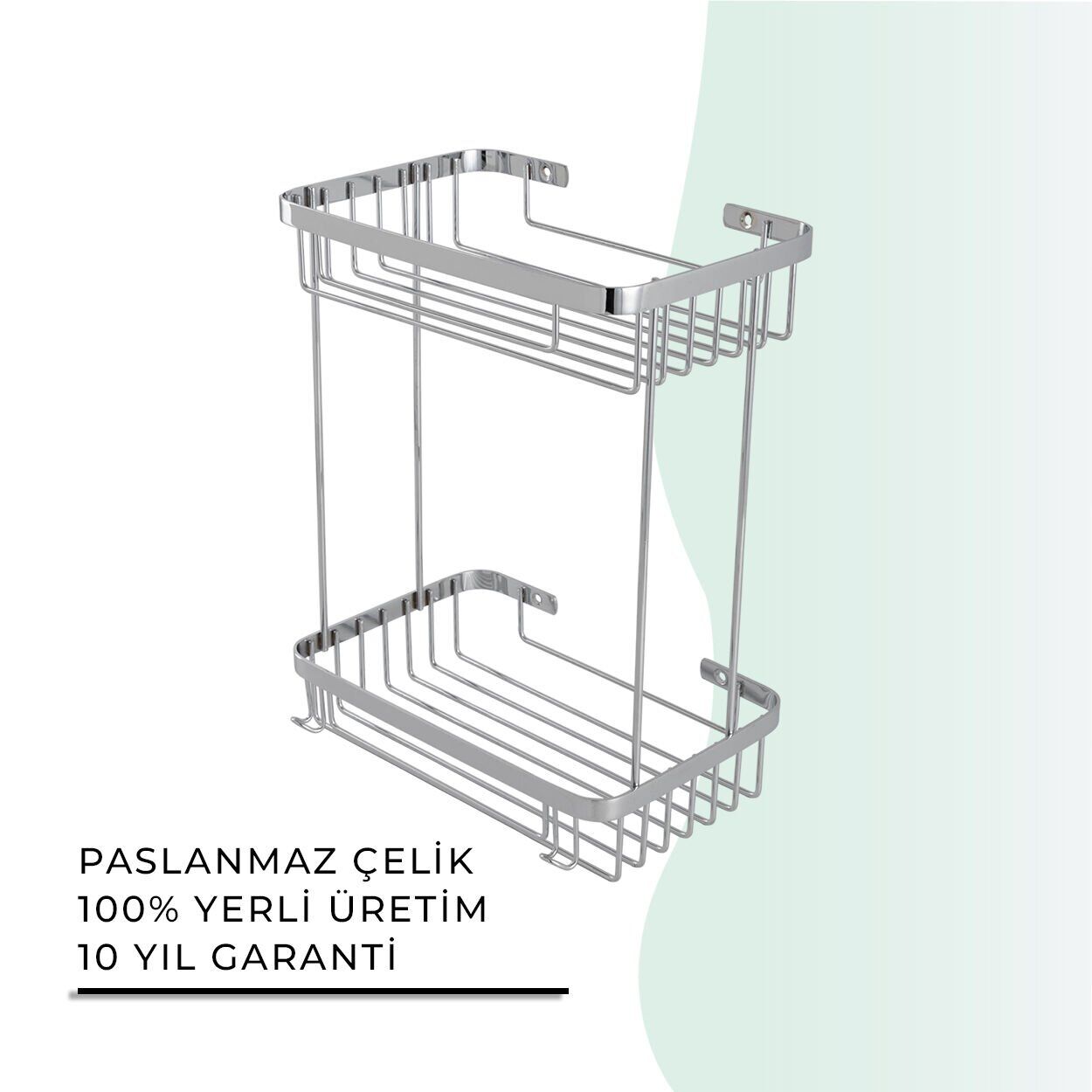 İGK YAPI - Çelik Banyo Taci İkili Şampuanlık 23x15cm 304 (P10-029)