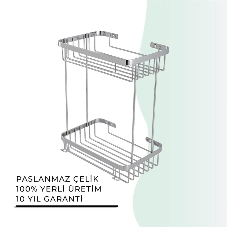 İGK YAPI - Çelik Banyo Taci İkili Şampuanlık 23x15cm 304 (P10-029)