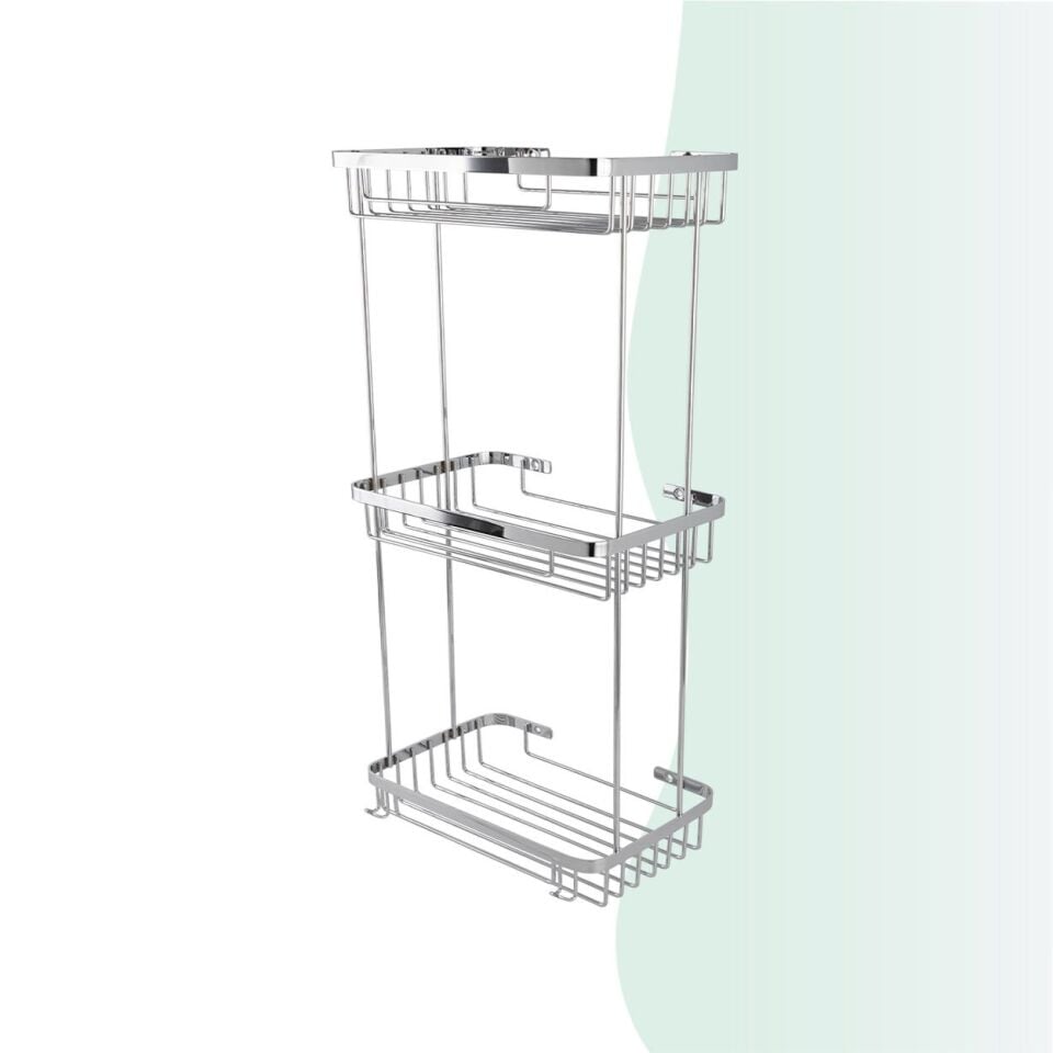 İGK YAPI - Çelik Banyo Taci Üçlü Şampuanlık 23x15cm 304 (P10-030)