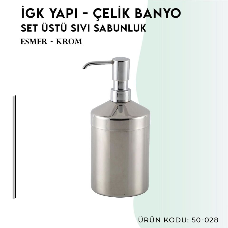 İGK YAPI - Çelik Banyo Esmer Krom Set Üstü Sıvı Sabunluk (50-028)