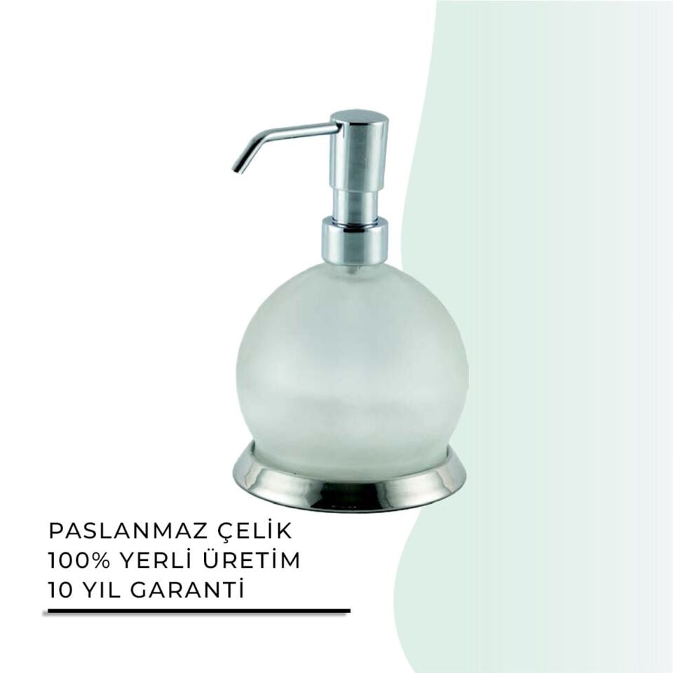 İGK YAPI - Çelik Banyo Küre Camlı Set Üstü Sıvı Sabunluk (50-036)