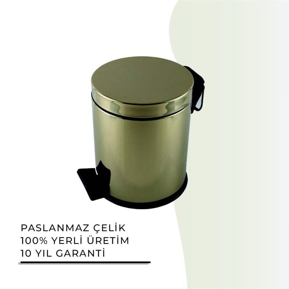 İGK YAPI - Çelik Banyo Pedallı Çöp Kovası 3lt Gold 430 (70-012.1)