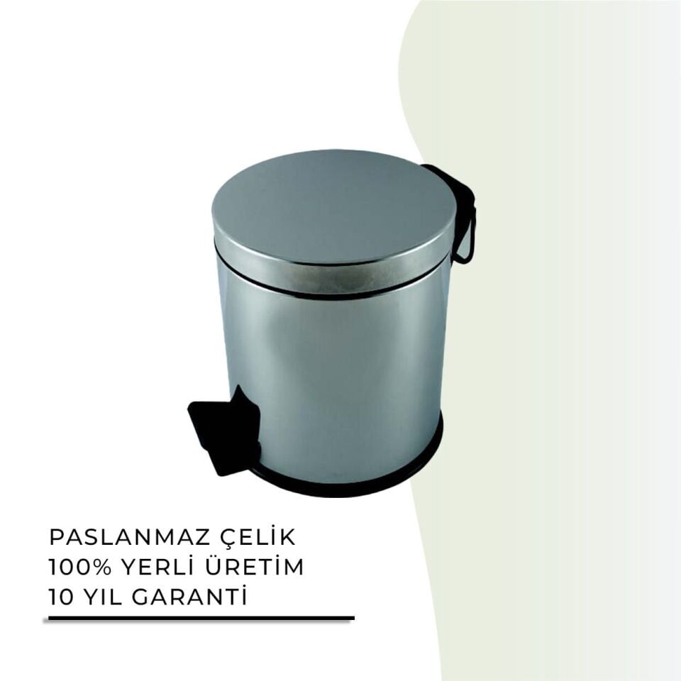İGK YAPI - Çelik Banyo Pedallı Çöp Kovası 5lt 430 (70-013)