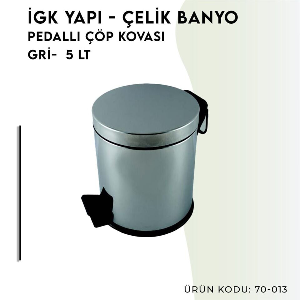 İGK YAPI - Çelik Banyo Pedallı Çöp Kovası 5lt 430 (70-013)