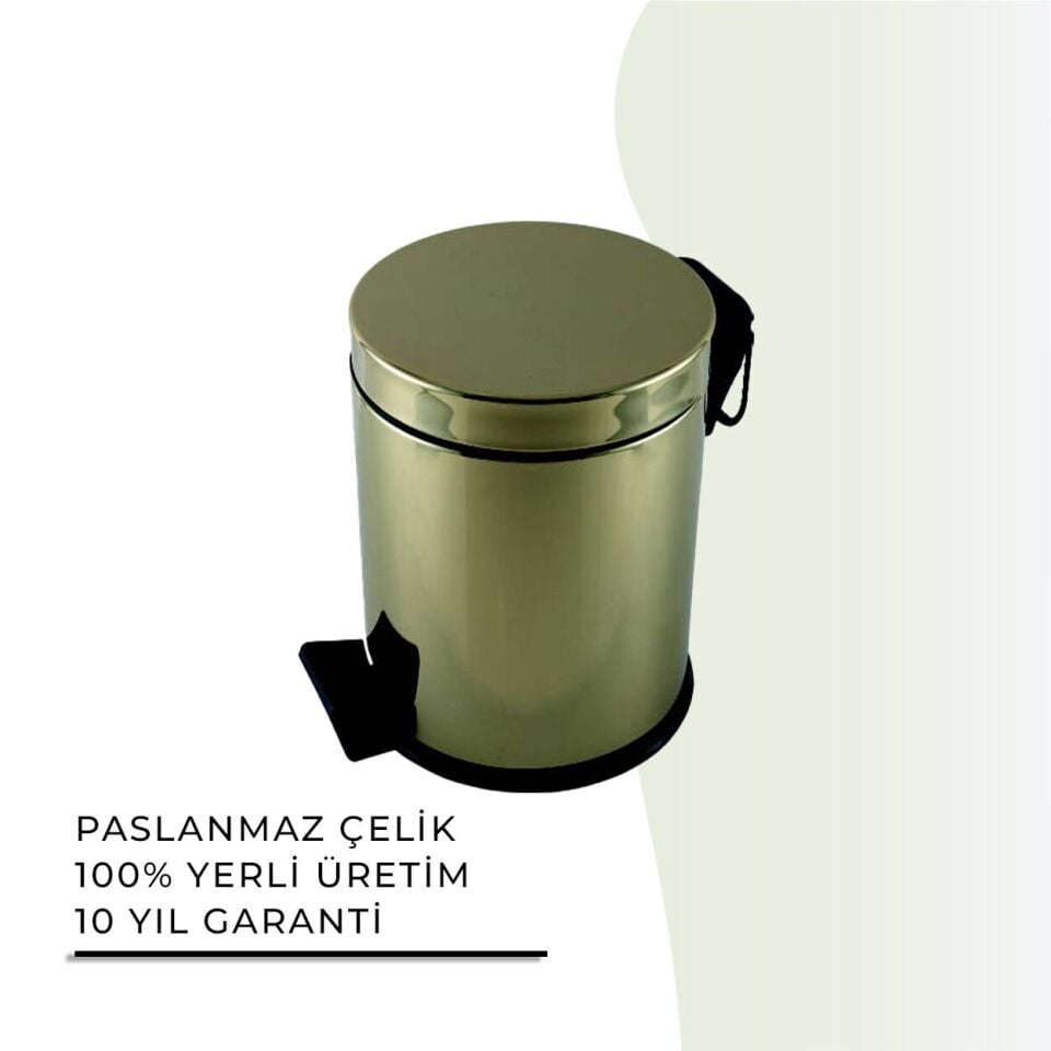 İGK YAPI - Çelik Banyo Pedallı Çöp Kovası 5lt Gold 430 (70-013.1)