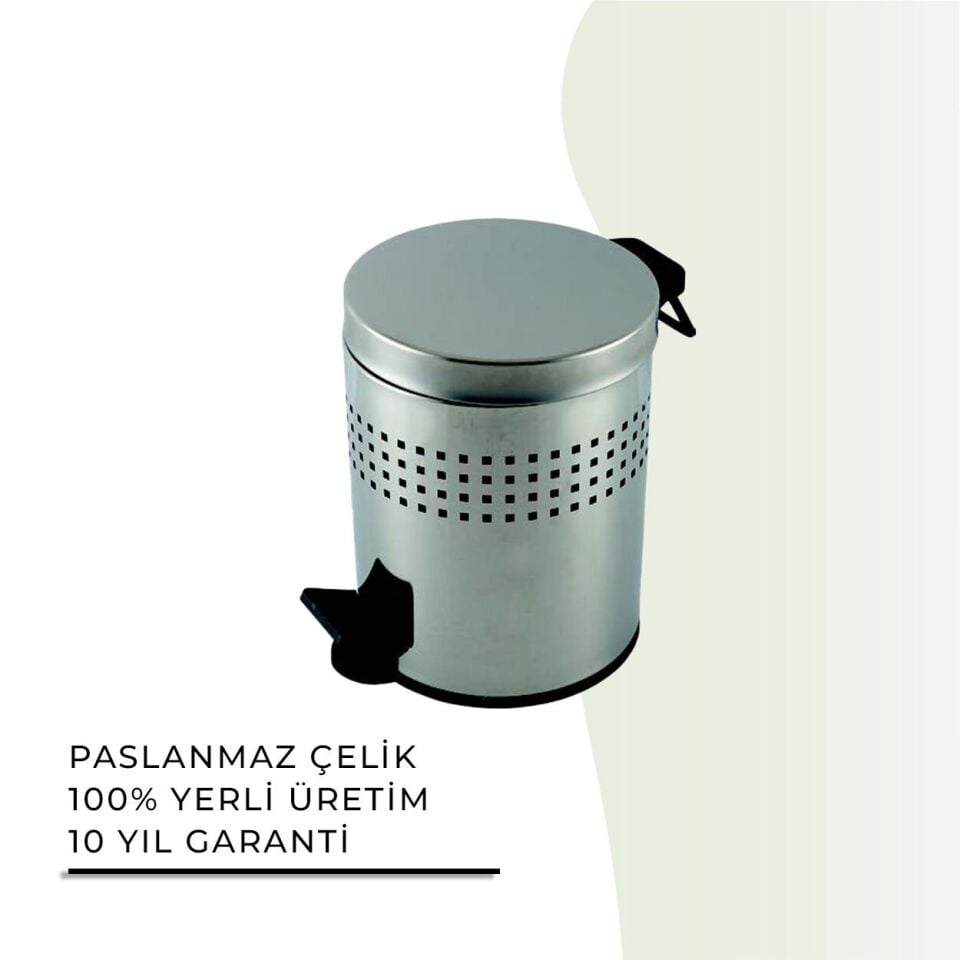 İGK YAPI - Çelik Banyo Pedallı Delikli Çöp Kovası 3lt 430 (70-075)
