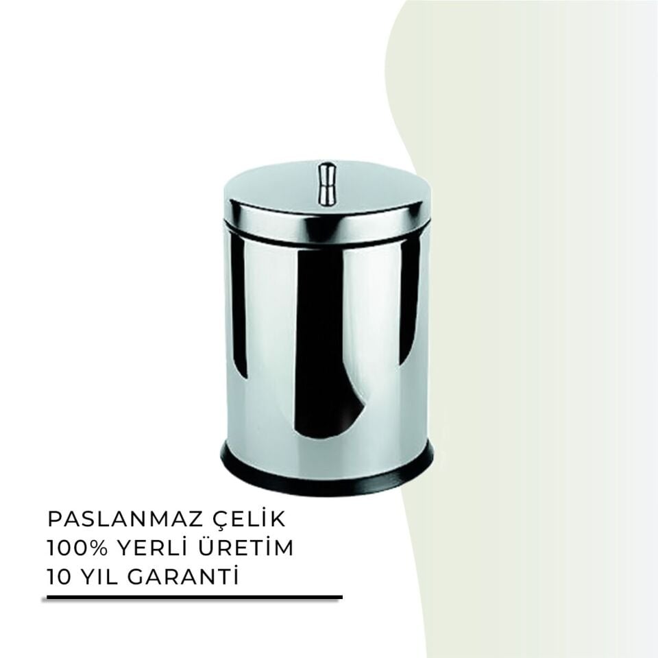 İGK YAPI - Çelik Banyo Kapaklı Çöp Kovası 12lt 430 (70-169)