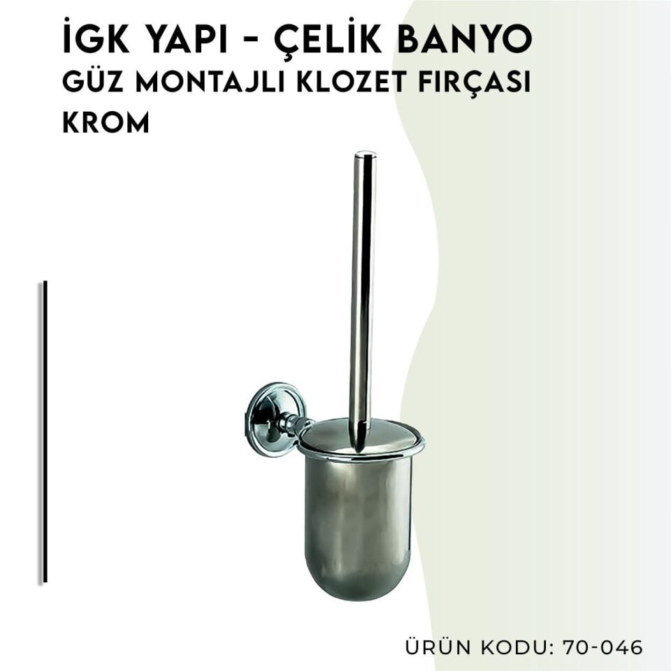 İGK YAPI - Çelik Banyo Güz Montajlı Klozet Fırçası (70-046)
