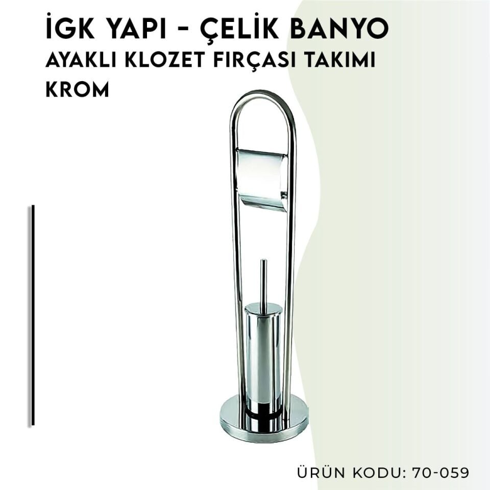 İGK YAPI - Çelik Banyo Ayaklı Klozet Fırçalık 430 (70-059)