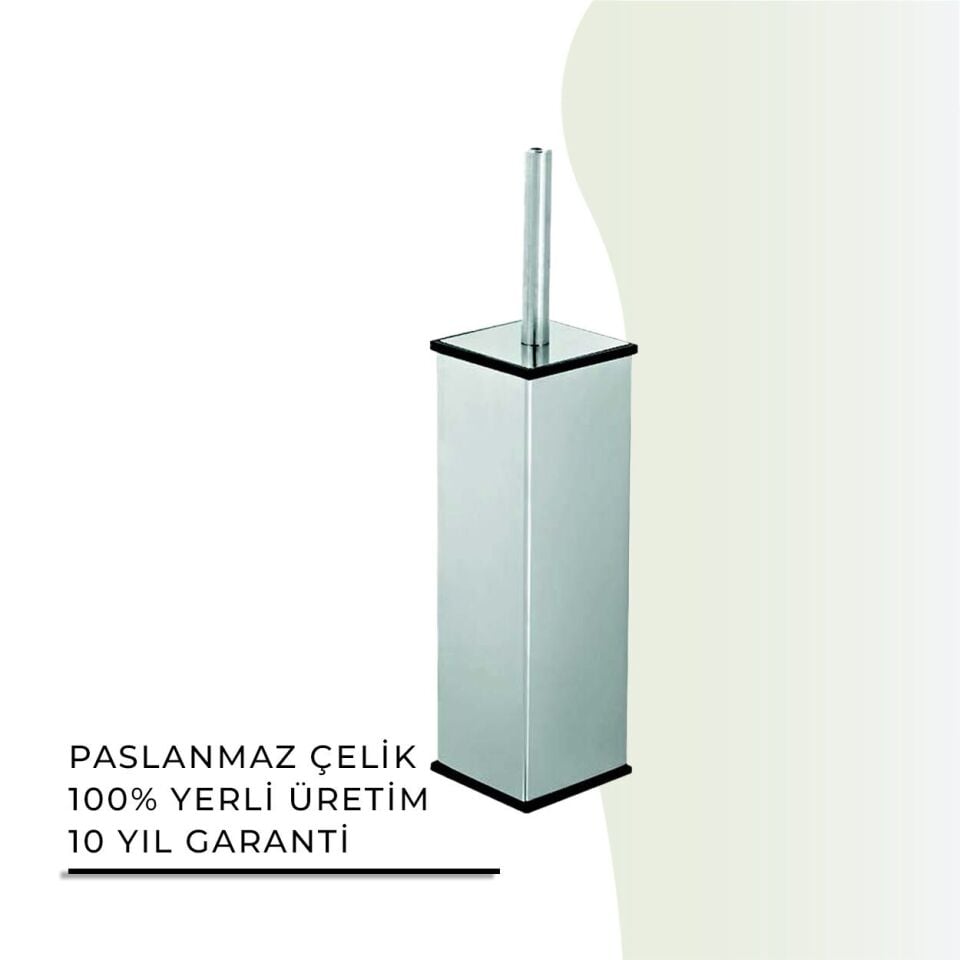 İGK YAPI - Çelik Banyo Kare Akıllı Kapak Montajlı Klozet Fırçası 304 (70-165)